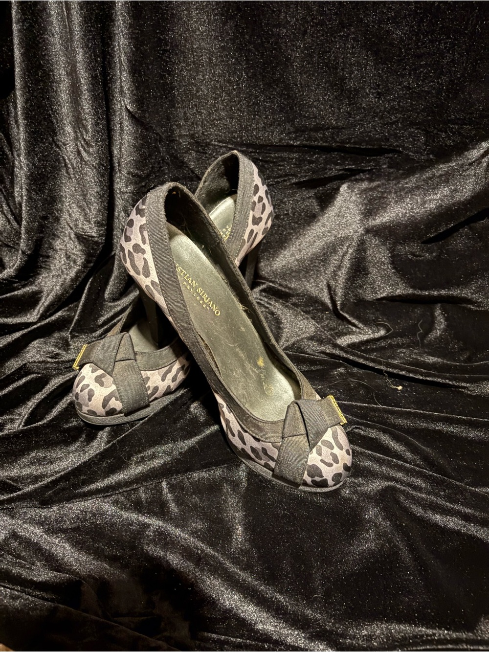 Christian Siriano Grey Leopard Print Bow Ballet Flats